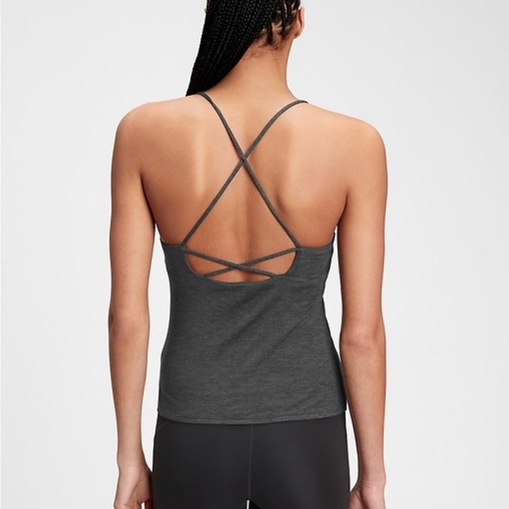 GapFit Brushed Tech Jersey Strappy Back Tank Top Size S Petite - Picture 2 of 8